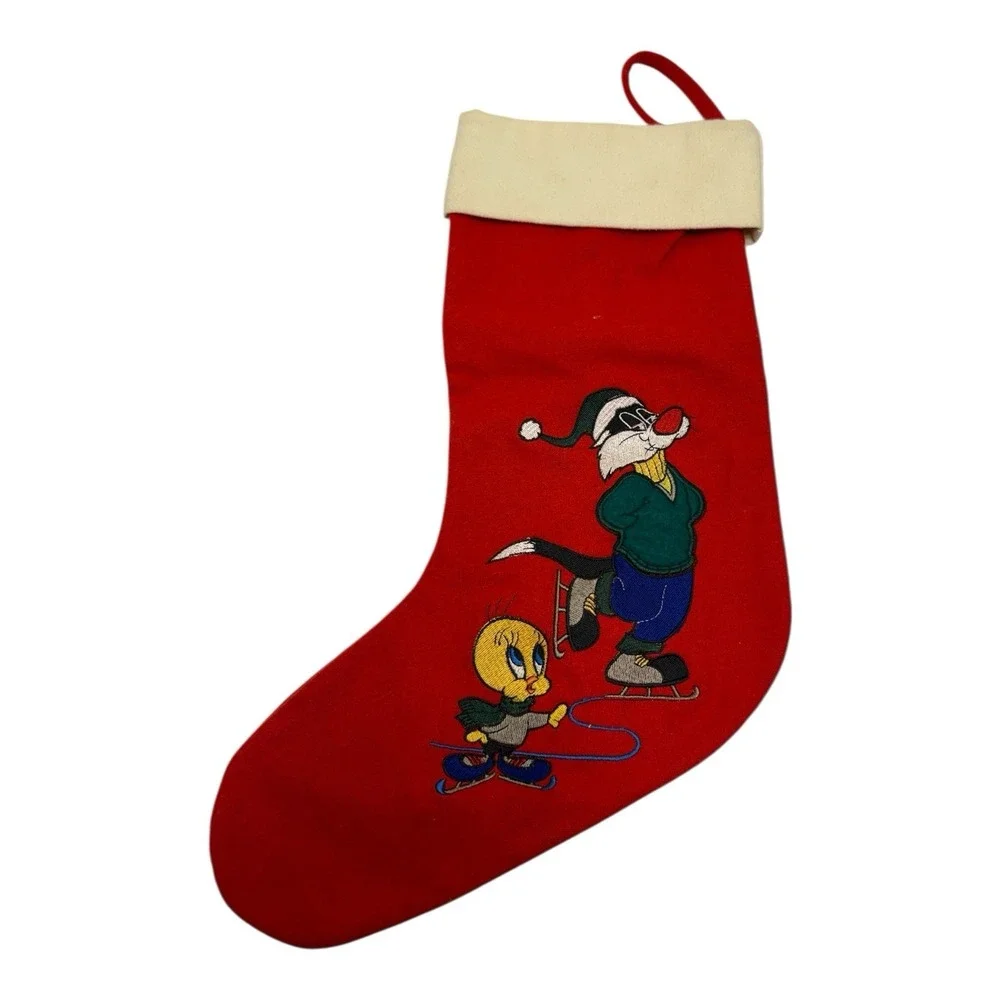 Vintage Warner Bros Looney Tunes Christmas Stocking Tweety Sylvester 1993 - Picture 1 of 10